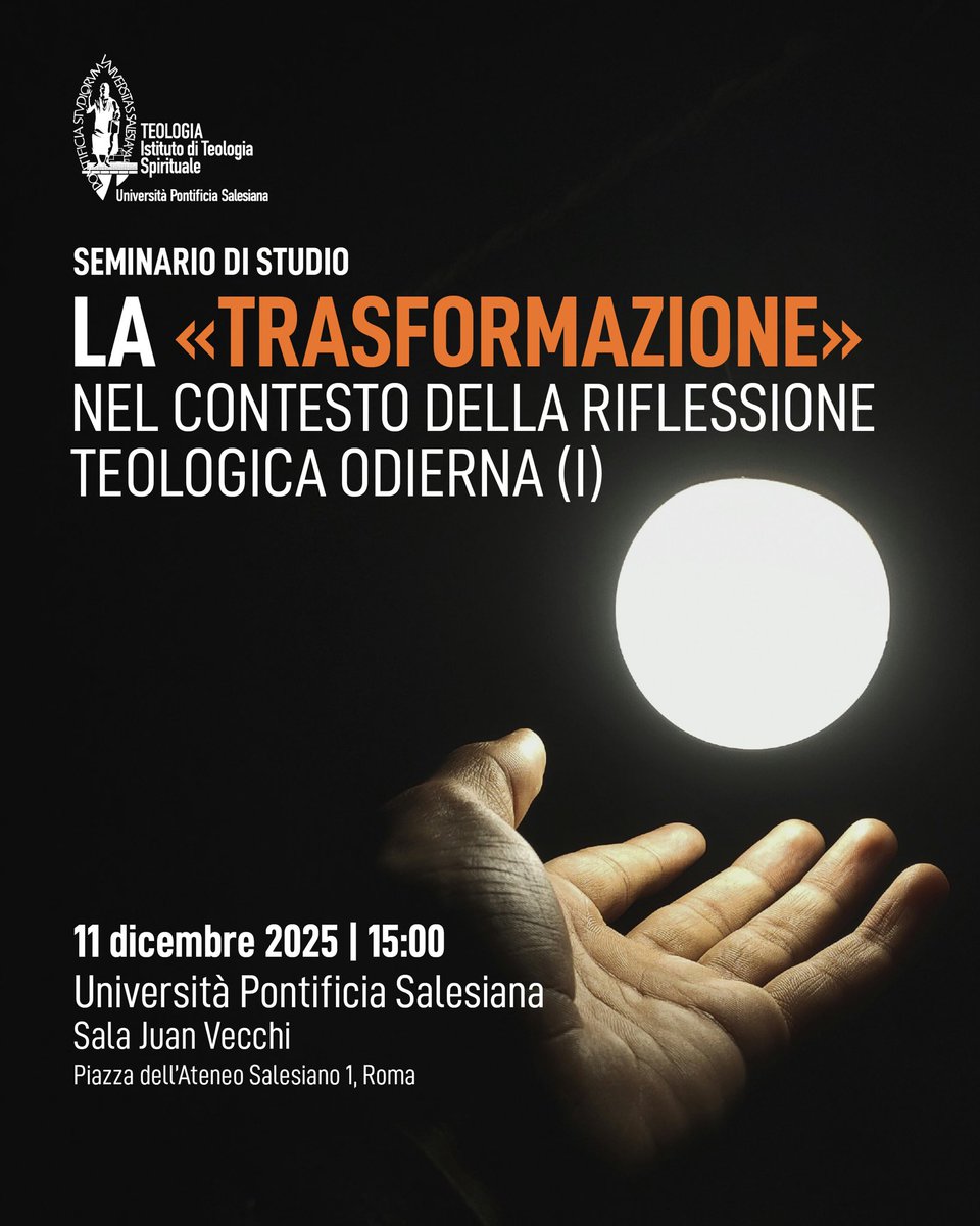 Che significa “trasformazione” nella teologia di oggi?
L’Istituto di Teologia Spirituale dedica un seminario al tema.

📅 11/12/2025 – h15
📍 Sala Juan Vecchi, UPS Roma

Da San Giovanni della Croce a Newman: un percorso sul cambiamento spirituale, aperto a tutti.