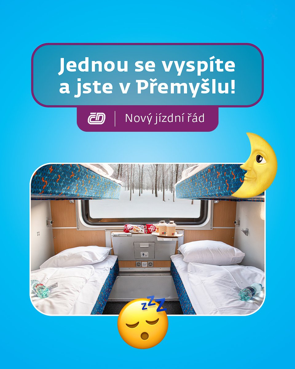 ceskedrahy_'s tweet photo. Jenom jednou se vyspíte a jste v Krakově, Řešově nebo až v Přemyšlu ✨🇵🇱 

Od 14. 12. spouštíme novou noční linku, díky které se pohodlně dostanete přes jižní Polsko až k hranicím s Ukrajinou 🚆🇺🇦

🎫 https://t.co/CIhYGyyvI5

#CeskeDrahy #moderne #spolehlive #milujemevlaky #vlakemdoPolska