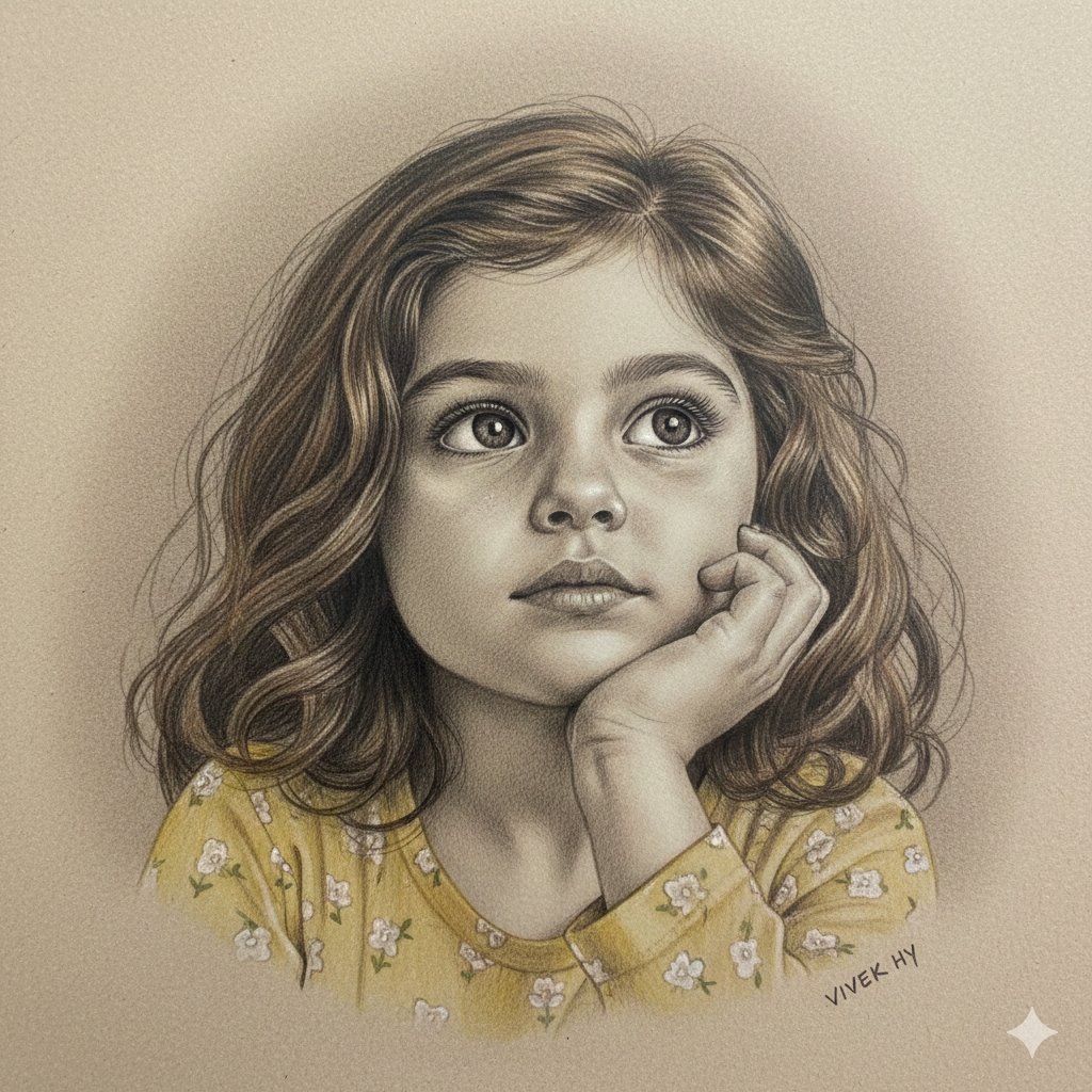 Dreamy Reflections: A Hyper-Realistic Pencil Portrait