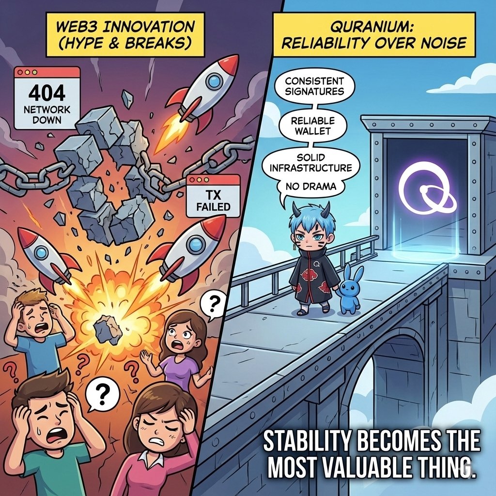 One of the funniest contradictions in Web3 is this: everyone screams “innovation,” but when things break, all people really want is a chain that just… works. no drama, no downtime, no surprises.

That’s why <a href="/quranium_org/">Quranium</a> has been clicking for me lately. They’re not trying to