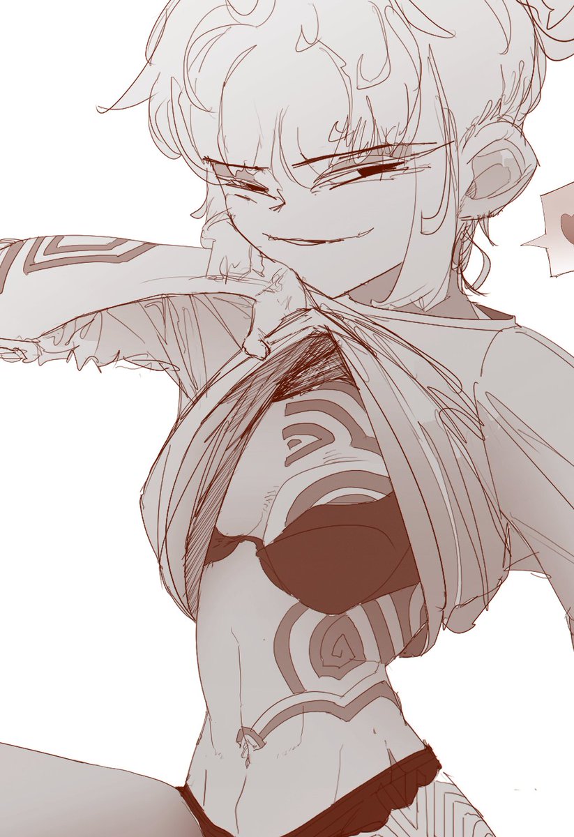 彼女はかっこいいタトゥーをしている！