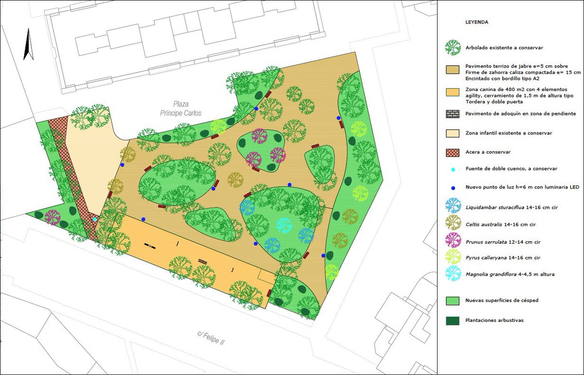 🌳 Ya se están licitando por 200.000€ y un plazo de ejecución de 3 meses, las obras para la mejora del parque Príncipe Carlos en la calle Felipe II del barrio de Juan de Austria.

Otro espacio al que le llegará una reforma que ya está en proyecto es al Parque Islas Filipinas.