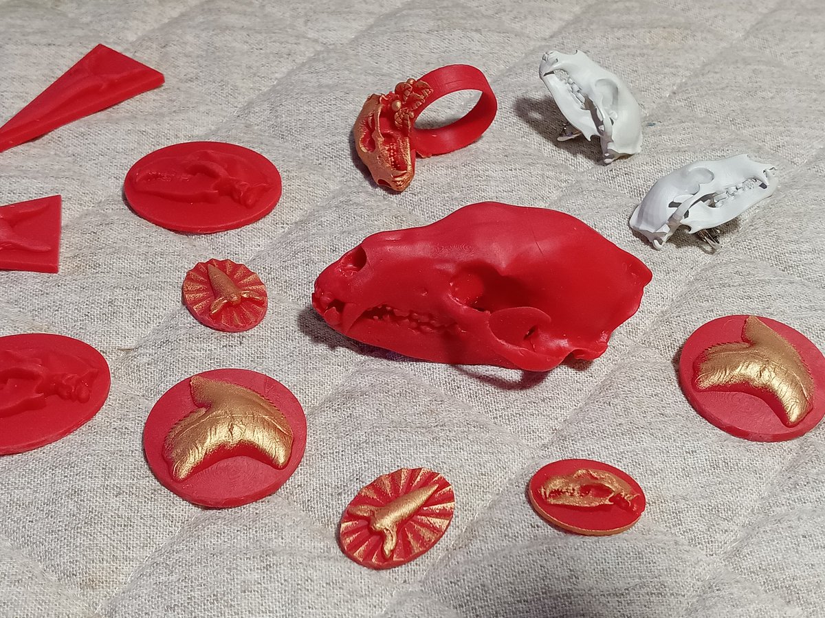 SK本舗さま<a href="/3dprinter_SK/">3DプリンターSK本舗</a>の
NIHONCOLORレジン🟥朱色🟥
ついに印刷しました！熊の頭骨模型と、アクセサリーパーツを..🦷🦴
すっっげー綺麗🤯！！
ちゃんと和だ..すごく綺麗な赤みで、金色をはたいただけでもめちゃめちゃ映える
この色は混色トナーでは作れない、これでしか出せない絶妙な赤でした！
#PR