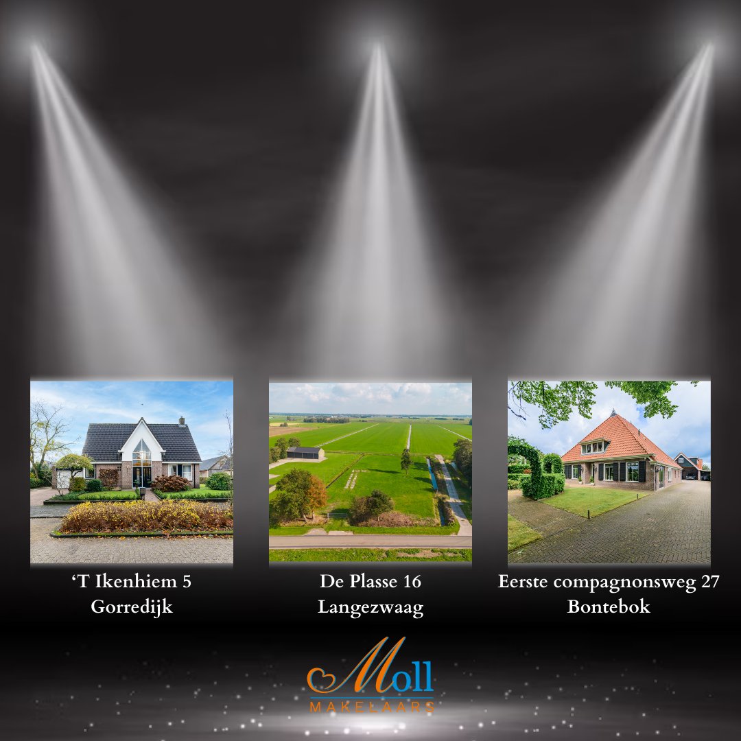 Deze maand staan drie bijzondere objecten in de spotlight! 💡

🗺️Een vrijstaande woning in één van de meest gewilde woonwijken van Gorredijk.

🛠️ Een bouwkavel op een prachtig landelijk gelegen locatie.

🍃Een mooie woonboerderij op een ruime kavel met veel pluspunten.