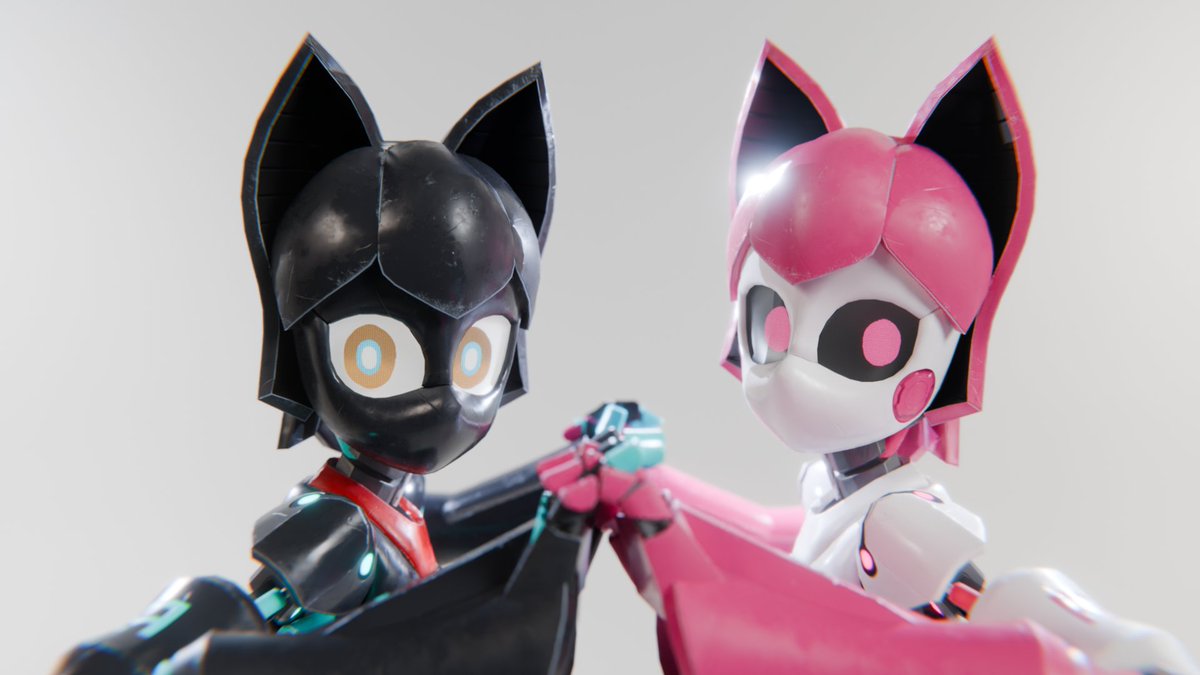 Choco2Sun's tweet image. I made a robot cat oc!  
I made a alternate texture based on 808 from hi-fi rush