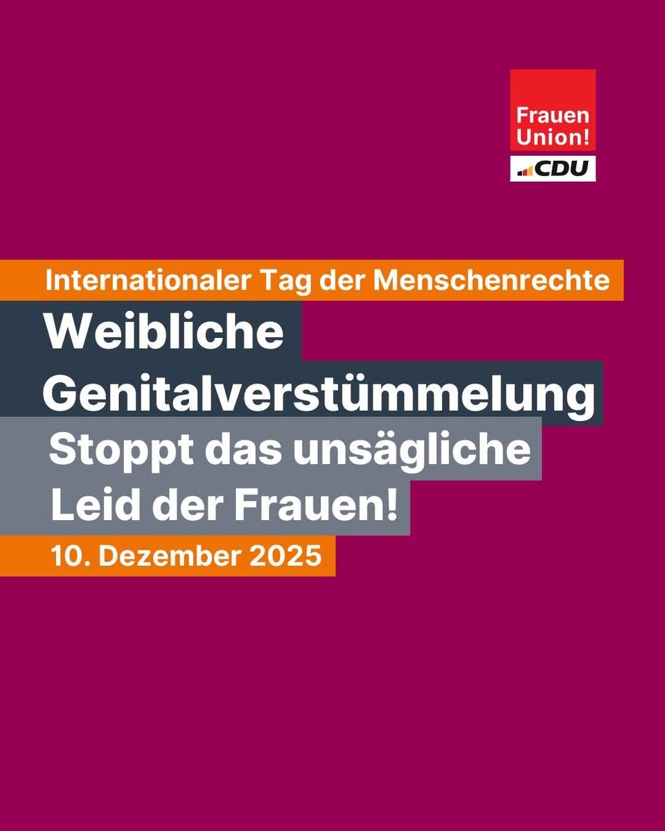 frauenunion's tweet photo. Weibliche Genitalverstümmelung (FGM) ist eine gravierende Menschenrechtsverletzung! In Deutschland leben rund 123.000 Frauen und Mädchen, die von weiblicher Genitalverstümmelung betroffen sind oder als bedroht gelten. #EndFGM #Menschenrechte https://t.co/ZReCRPMcCo