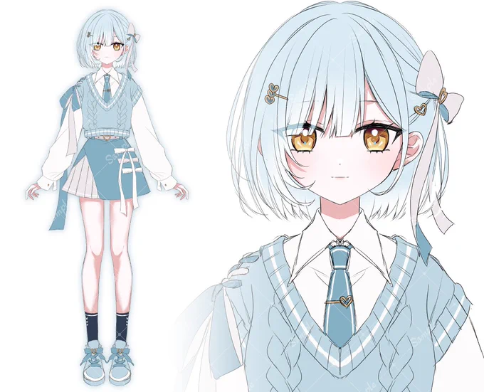 ˗ˏˋ お知らせ ˎˊ˗ 共同製作第二弾! モデラーの春乃まき様 ( #maki__haruno )との共同制作にてVtuberの魂募集をいたします! まだラフ段階ではありますが学生服風の水色の少しクールな女の子になる予定です #魂募集中 #Vtuber魂募集