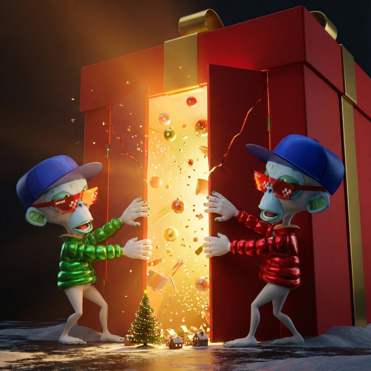 🎄⚠️ | Caution: Community Participation 

What is in the box? 
Who is in the box? 
Where does the box lead? 

Quote Post to play and earn 50 $MAGMI for taking part! | <a href="/MoonApeLab/">Moon Ape Lab</a>