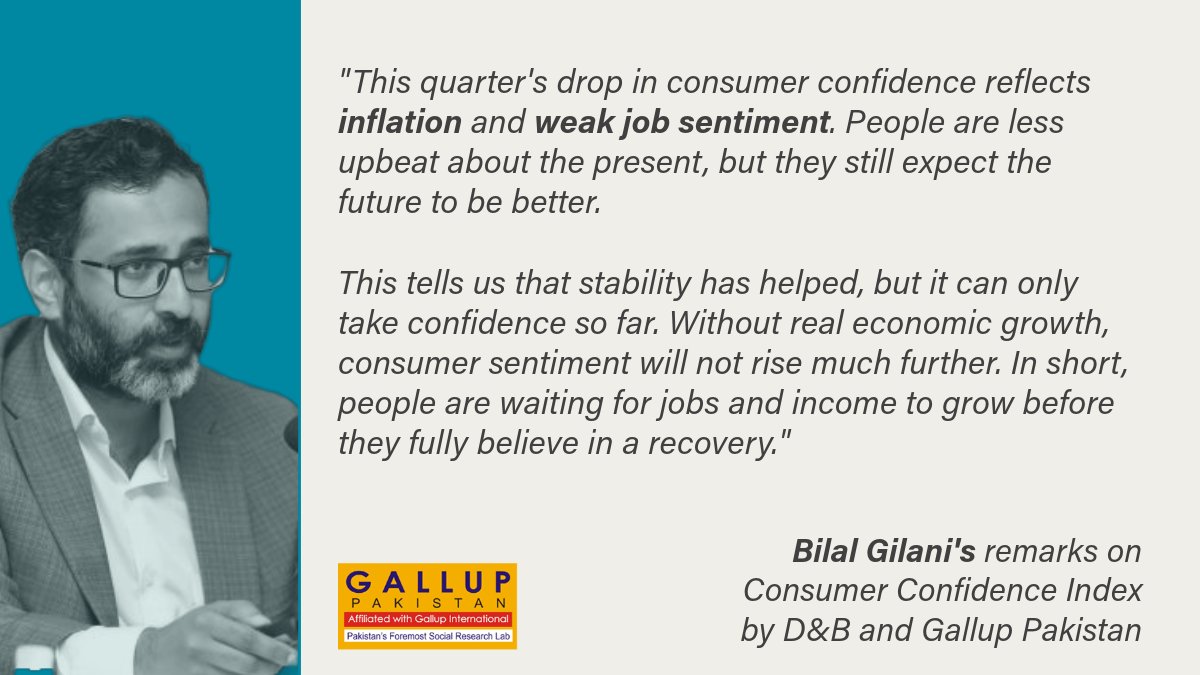 Dun &amp; Bradstreet Pakistan and Gallup Pakistan have released the 19th edition of the Consumer Confidence Index (CCI) for the first quarter of FY2025-26, revealing a notable dip in sentiment. 

Read more:
tribune.com.pk/story/2581407/…
