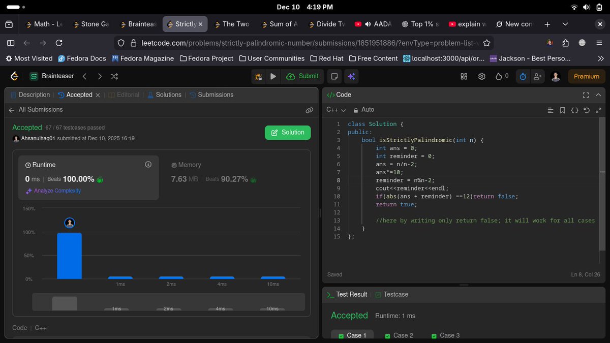 ulhaqcdr's tweet image. DAY 82-90
-&amp;gt;[3289. The Two Sneaky Numbers of Digitville]
-&amp;gt;[2396. Strictly Palindromic Number]
#LeetCode #DSA #Problem