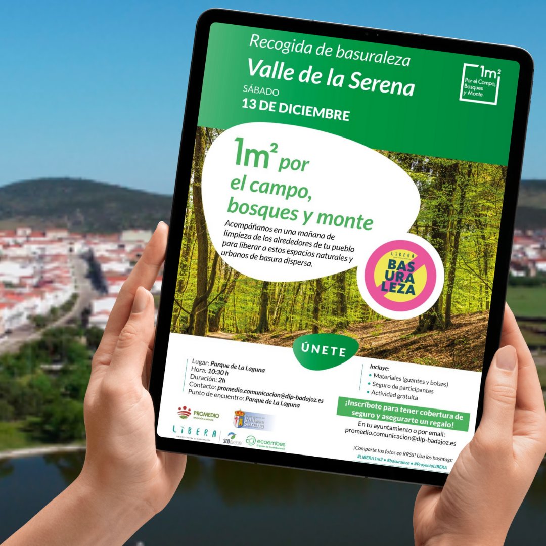 🗑️Nueva recogida de #basuraleza, dentro del #ProyectoLibera, el próximo sábado en Valle de la Serena. Inscríbete en proyectolibera.org/pro.../basural… 

#ODS11 #ODS12 #ODS15 #CompromisoODS <a href="/DipdeBadajoz/">Diputación de Badajoz</a> <a href="/SEO_BirdLife/">SEO/BirdLife</a> <a href="/ecoembes/">Ecoembes</a> #ValleDelaSerena