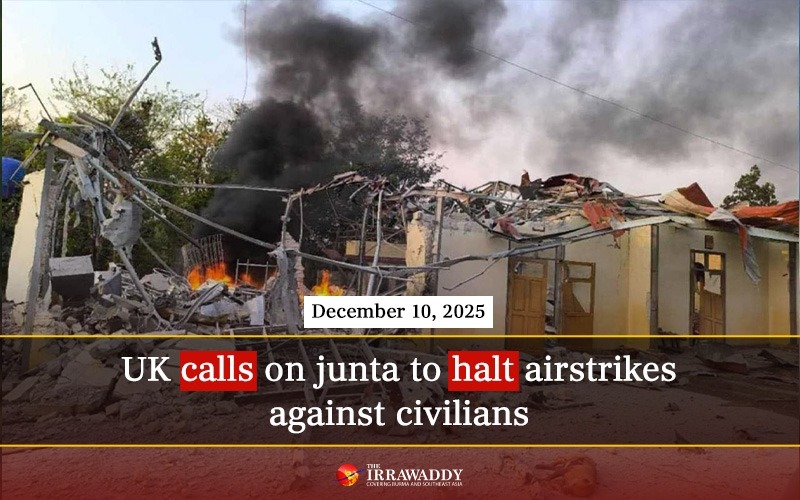 IrrawaddyNews's tweet photo. UK marks Human Rights Day by calling on Myanmar’s junta to stop bombing  civilians and to implement the ASEAN Five-Point Consensus.  
#WhatsHappeningInMyanmar https://t.co/ak9Q4Y0VkF