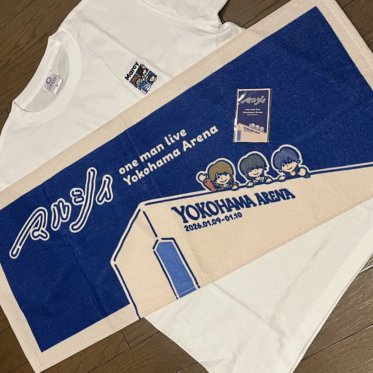 マルシィ横アリグッズ届いた🫶 かわい〜♡ タオルとステッカーは白では