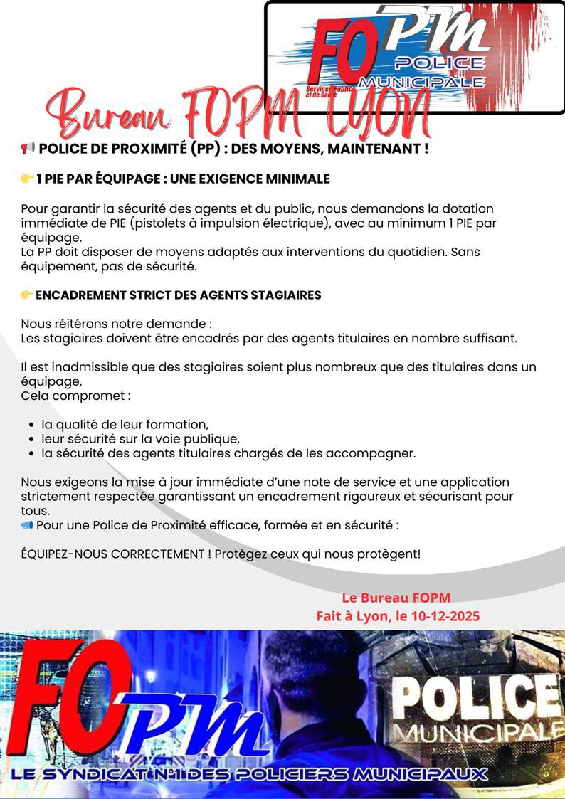 FO Police Municipale de Lyon tweet media