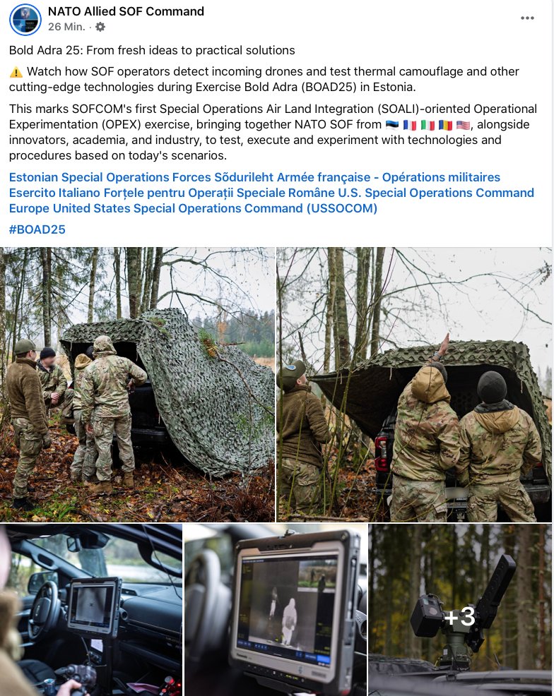 KdoMagazin's tweet photo. #NATO Allied SOF Command: Spezialkräfte üben die Drohnenabwehr. Die erste #SOFCOM Special Operations Air Land Integration (SOALI) orientierte Operational Experimentation (OPEX) Exercise "Bold Ara" 2025 internationaler #SOF in Estland. #CUAV #BOAD25 #Drohne
https://t.co/EGsReU4vco https://t.co/xaGO8AJMiA