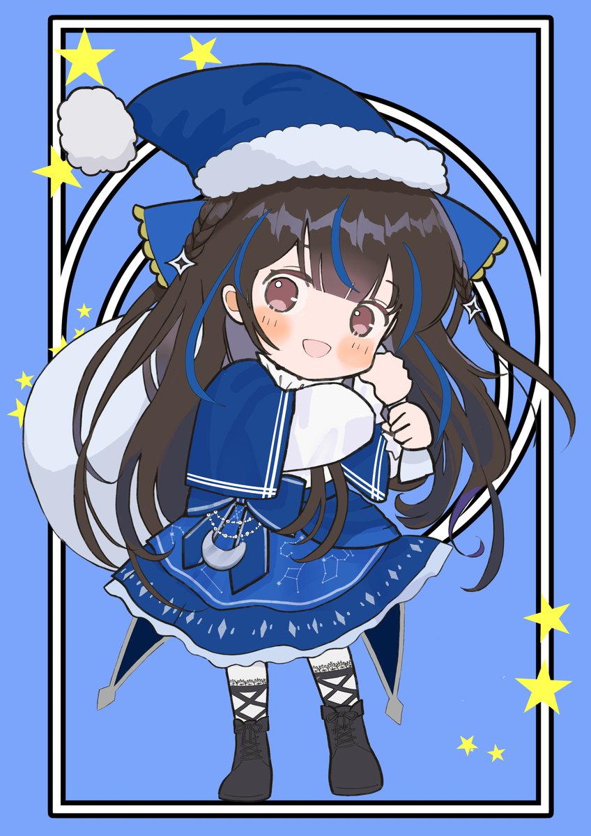 nonococom's tweet image. 青服サンタ💙✨
「あと2週間でクリスマスですよ🎄」
#綴月ゆうり #綴絵ゆうり #ミニキャラ