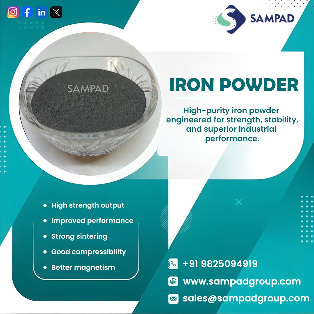 sampadgroup's tweet image. Experience unmatched strength and stability with Sampad Group’s high-purity Iron Powder! 

📞 +91 9825094919
🌐 sampadgroup.com
📧 sales@sampadgroup.com

#IronPowder #SampadGroup #IronPowderManufacturers #MetalPowder #IndustrialMaterials #PowderMetallurgy