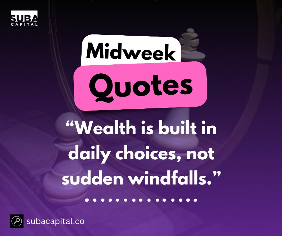 SUBACapital's tweet image. 💡 Midweek Reflection

It’s not how much you earn, but how intentionally you manage, save, and invest.
Small, consistent choices today build your financial tomorrow.
#MidweekReflection #FinancialDiscipline #SUBACapital #SmartMoneyMoves