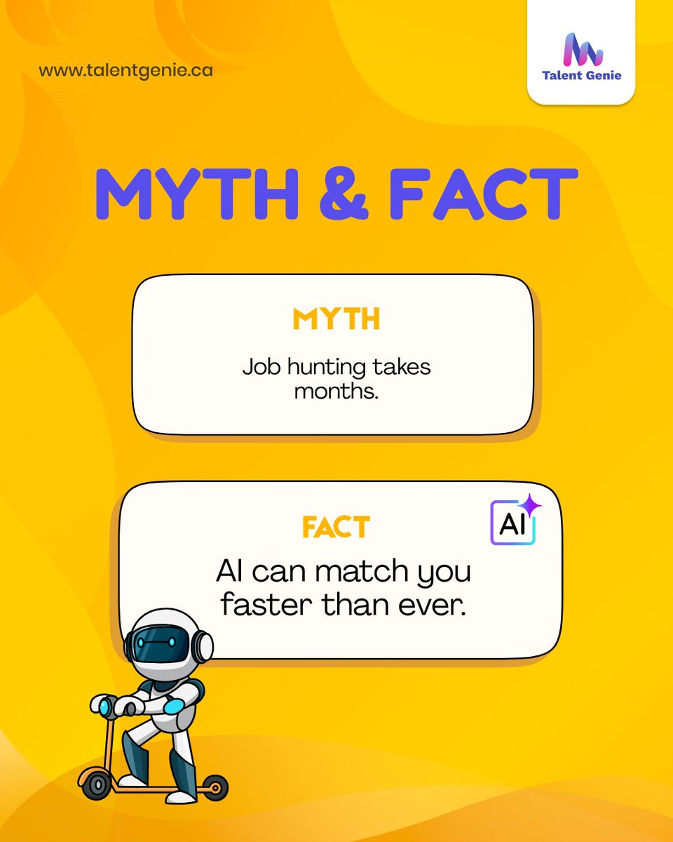 talent_genie's tweet image. Job hunting takes months.
AI-powered matching connects you to the right roles instantly - cutting the wait, boosting your chances, and helping you land interviews faster than ever.
Find the right job, sooner.

#JobSearchMadeEasy #AIMatching #CareerGrowth #FastHiring #SmartJobHunt