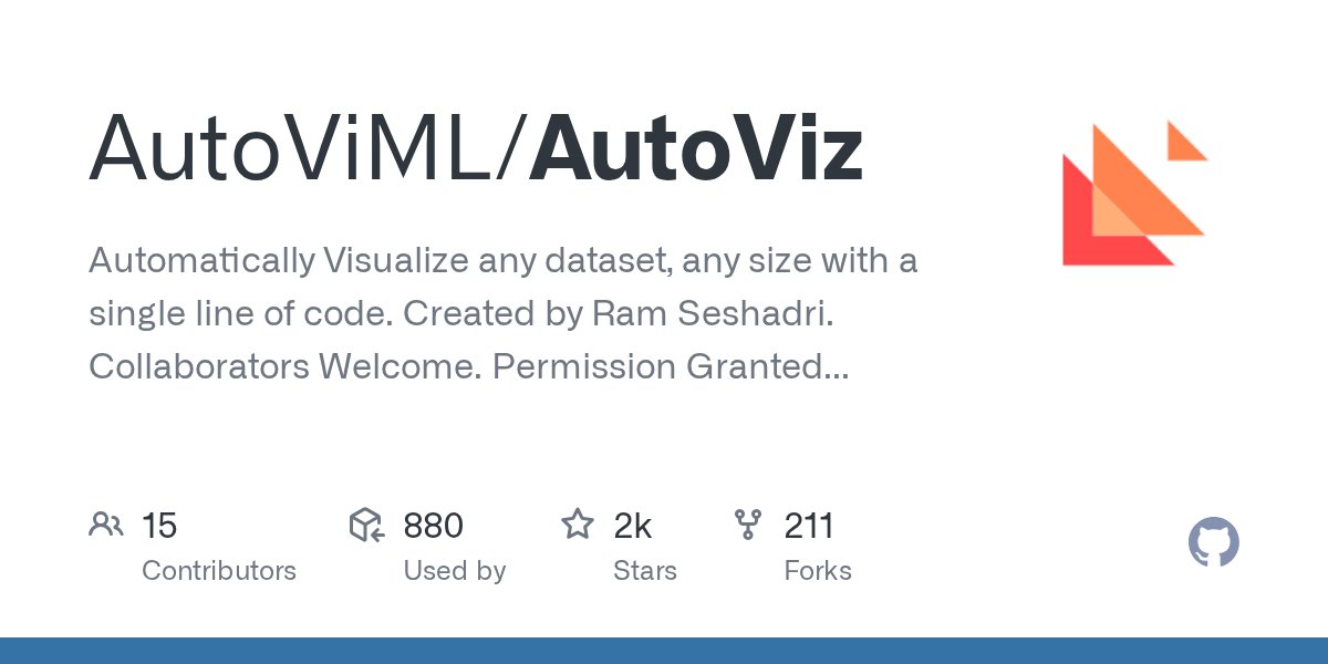 ShadVane's tweet image. &quot;Automatically generates interactive visualizations for any dataset using a single line of Python code.&quot; SPECIFIC_HASHTAGS: #DataVisualization #PythonLibraries #GitHub #OpenSource
