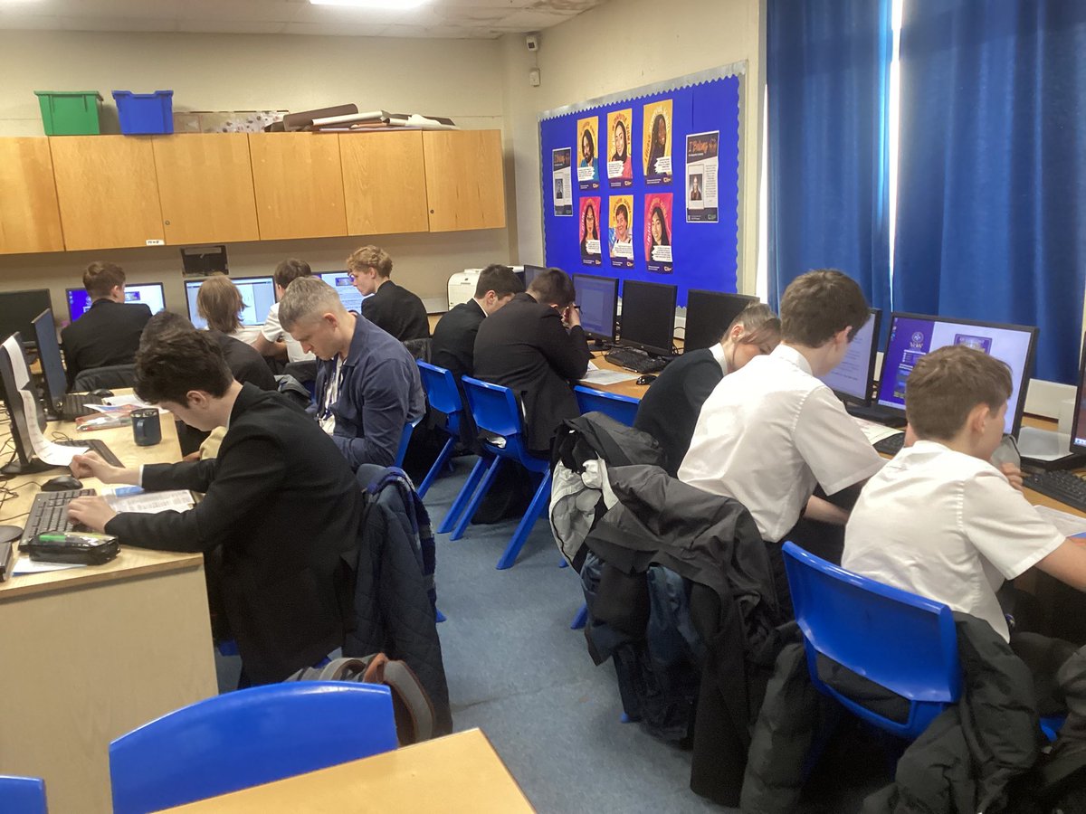 Y11s engrossed in the annual @gchq Christmas Challenge.  Never seen them so focused! @waleshigh