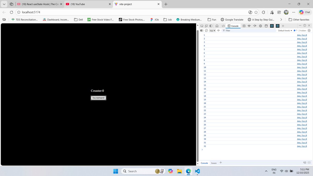 Durgeshy_adav's tweet image. Explored React useState Hook 🧠
Learned what Hooks are &amp;amp; how useState() helps manage dynamic data inside components ⚛️
A big step toward mastering React’s functional side 💪
#100DaysOfCode #ReactJS #WebDev #JavaScript #Frontend #CoderArmy #ReactHooks