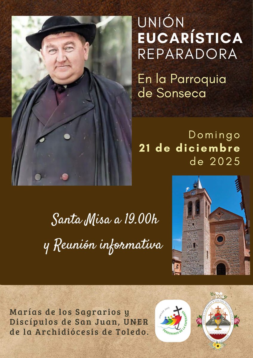 La UNER en #Sonseca. Marías de los Sagrarios y Discípulos de San Juan, Domingo 21 diciembre 2025 19.00h  Misa y reunión <a href="/architoledo/">Archidiócesis de Toledo</a> <a href="/eucaristicas/">M.E.N.</a> <a href="/sanmanuelg/">San Manuel Gonzalez</a> <a href="/eucaristizando_/">F.E.R</a> <a href="/pmanuelgonzalez/">San Manuel Gonzalez</a> <a href="/riedigital/">Revista Rie</a> <a href="/granitodigital/">EGDA</a> <a href="/postoladoseglar/">Deleg. Apost. Seglar</a> <a href="/DelegacionHHYCC/">Delegación de Hermandades Archidiócesis de Toledo</a> <a href="/vallecamino/">Valle Camino</a>