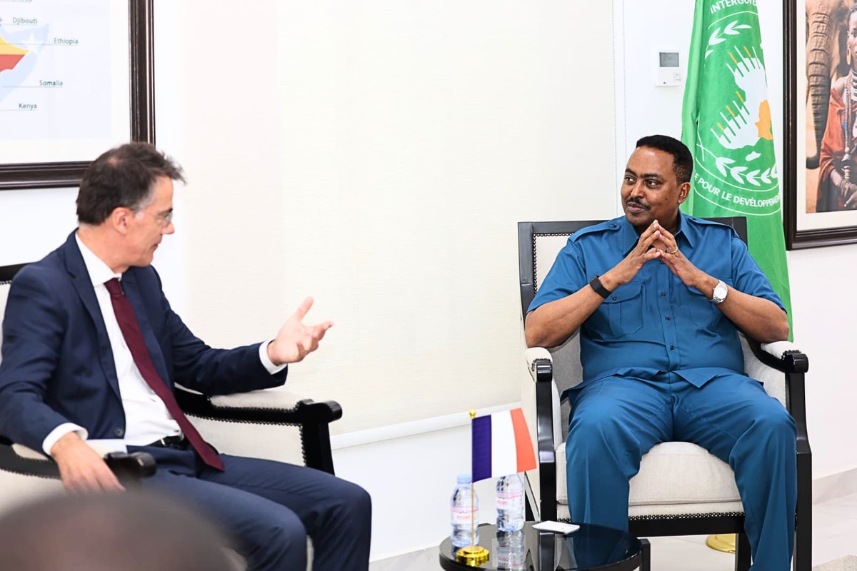 Received H.E. Jérôme Bresson, Ambassador of France to Djibouti, who paid me a courtesy call in Djibouti ahead of the France-Africa Summit in 2026. We explored avenues to further strengthen the IGAD–France strategic partnership, including enhanced cooperation on regional