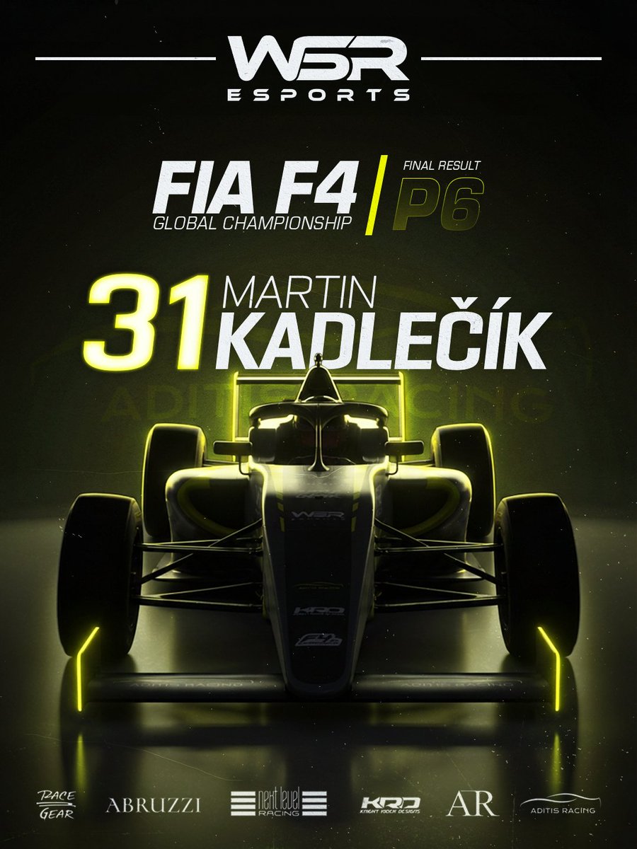 Congrats to Martin Kadlečík on a fantastic P6 overall result in the 2025 iRacing FIA F4 Global Championship! Martin showed incredible pace and professionalism the entire season and we could not be more proud of this accomplishment!

<a href="/iRacing/">iRacing</a> 

Partners:
<a href="/nextlvlracing/">Next Level Racing</a>