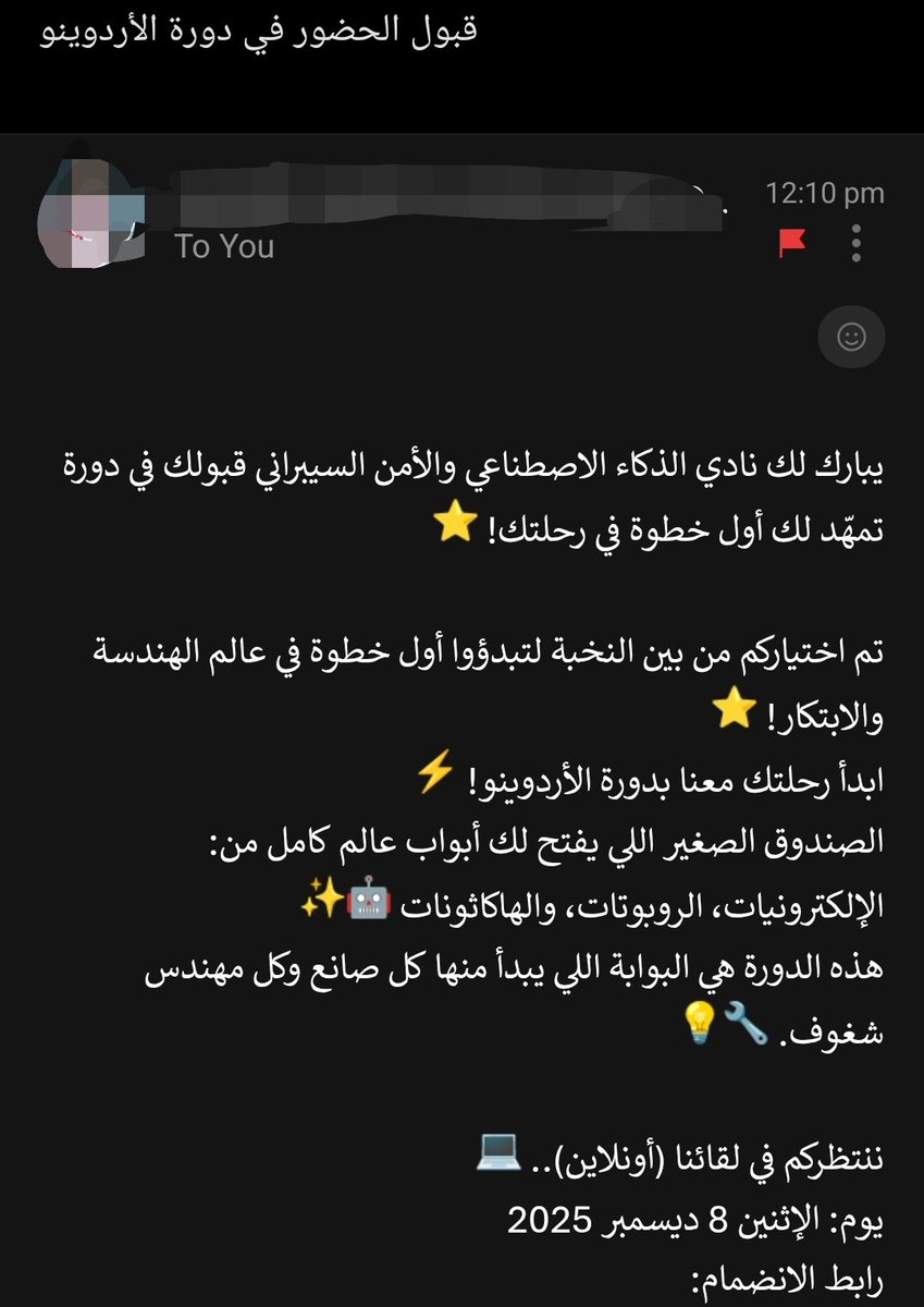 Rily206's tweet image. معسكر Arduino مع نادي ايتيك 2024
نفس المعسكر مع نادي الذكاء الاصطناعي و الأمن السيبراني 2025
الصدق المجال يشجع انك تجربه و نصيحة ابحثوا وش مجالاته و استمتعوا 🤩✨️
#Arduino #raspberry_pi