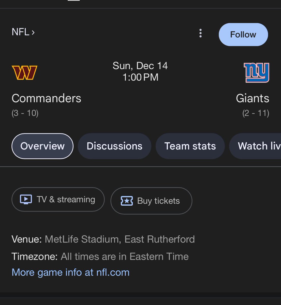 Giants snow game ?