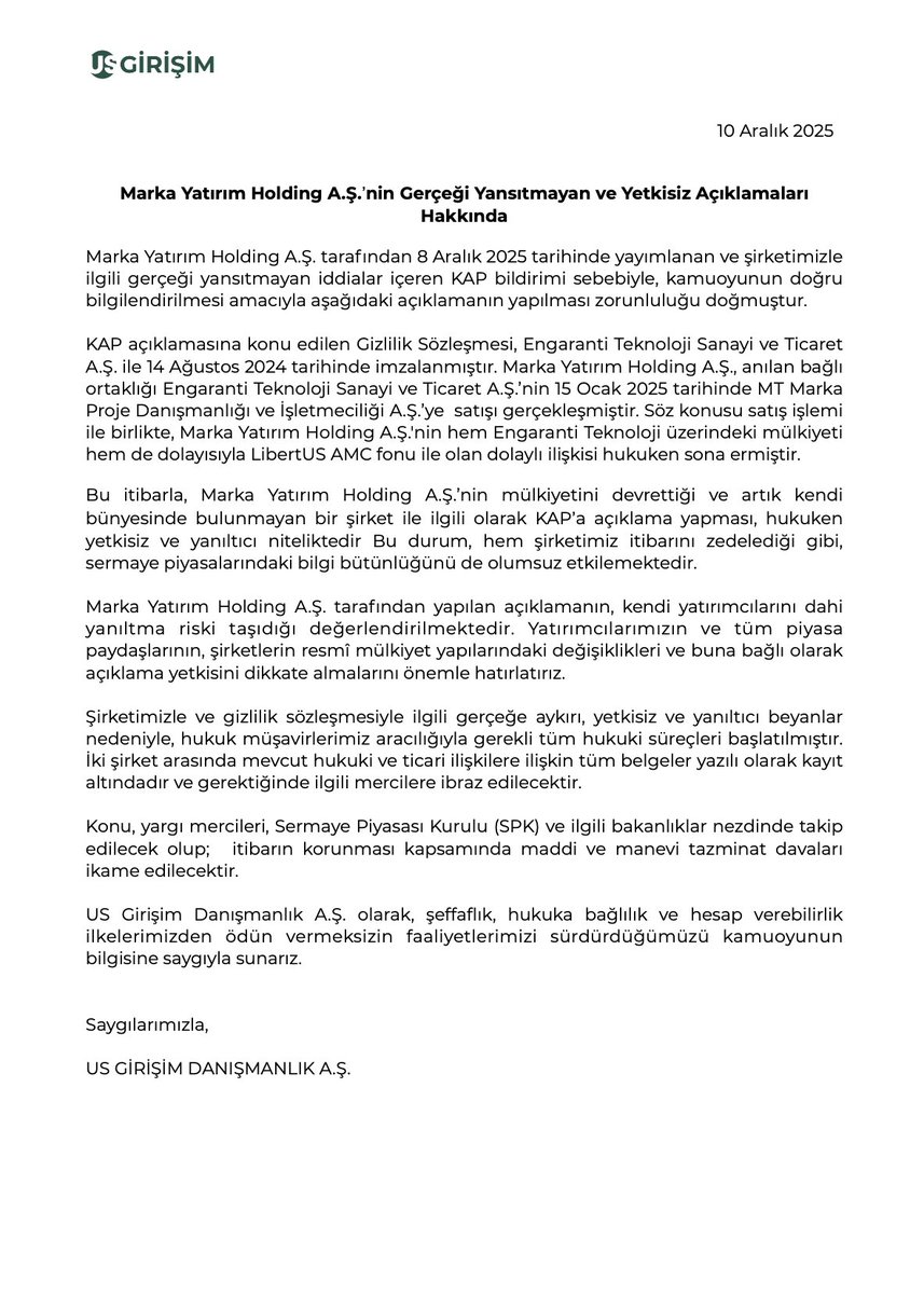 Kamuoyuna Duyurumuzdur.