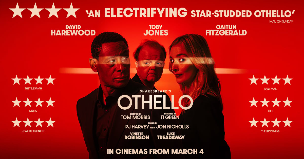 TrafalgarEnt's tweet photo. 🎬@TrafalgarRel has announced today that OTHELLO starring David Harewood, Toby Jones and Caitlin FitzGerald will be screened in cinemas from 4 March 2026.
🎟️ON SALE NOW!
https://t.co/N8bqecoGex
#Othello #Shakespeare #play #theatre #cinema #eventcinema https://t.co/Ah8K9vRwAH