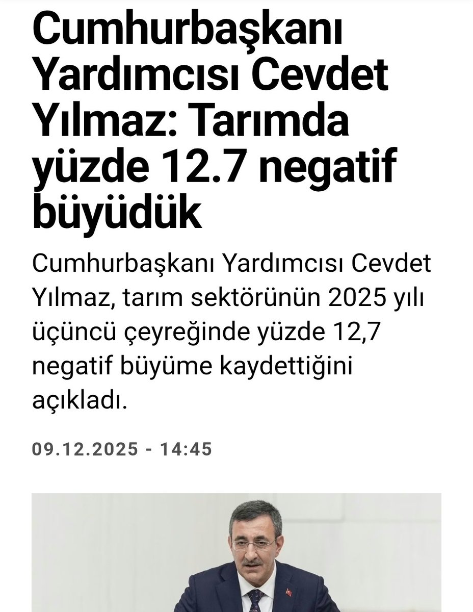 🔴Tarım %12.7 küçülmüş. 

🔴Ama kitlesi uyanmasın diye "negatif büyüdük" diyor. 

🔴Ne de olsa işin içerisine "büyüme" girince iyi bir şey zannedecek olan büyük bir kitle var. 

"Böyümüşüz eşte daha ne isyeonuz gardaşım "🤣

🔴Ne kitlersen kitle!