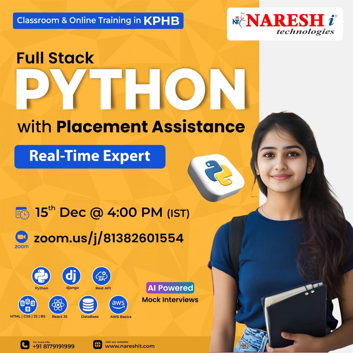 nareshitech's tweet image. 🚀 Kickstart Your IT Career with Full Stack PYTHON!💻

👉 Register Now: t.ly/Python-15D

Full Stack Python with Placement Assistance, 
🗓 Date: 15th December 2025⏰ Time: 4:00 PM (IST)

#FullStackPython #PythonTraining #NareshIT #PythonDeveloper #ITCareers #Software