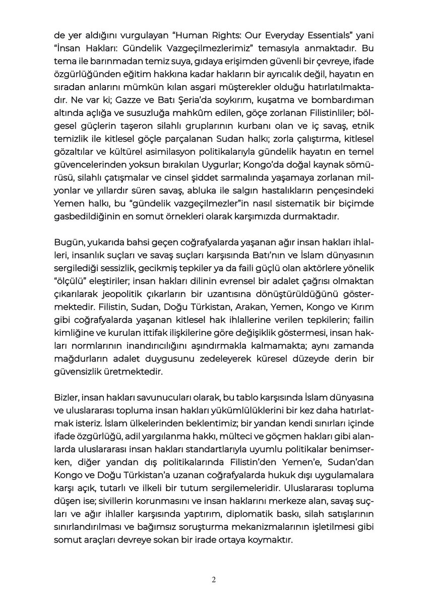 ethrworg's tweet image. 10 Aralık Dünya İnsan Hakları Günü Ortak Basın Açıklaması

Dünya İnsan Hakları Günü'nün 77. Yılı: "İnsani Haklarımız Vazgeçilmezlerimizdir"!