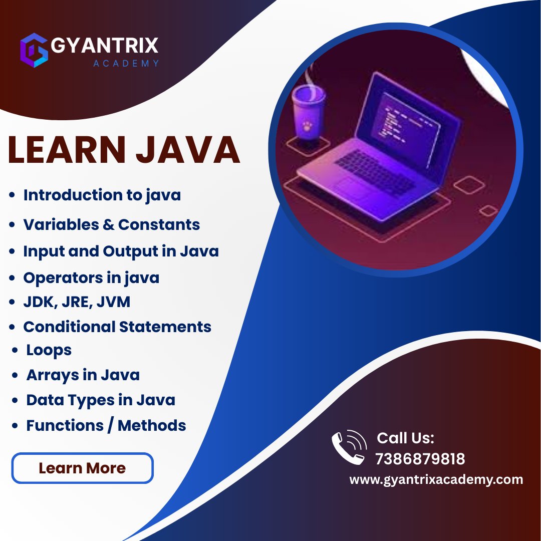 GyantrixAcademy's tweet image. &quot;Learn Java from basics to advanced — build real coding skills and become industry-ready! 🚀&quot;
#LearnJava #JavaProgramming #CodingJourney #ProgrammingBasics
#JavaDeveloper #CodeWithMe #SoftwareTraining #TechSkills
#CodingLife #GyantTrixAcademy #ProgrammingCourse #ITTraining