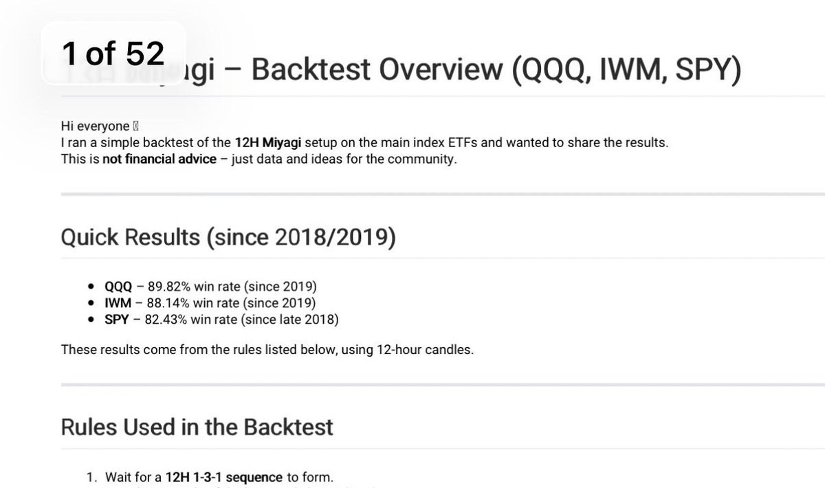 ayceATH's tweet photo. A member ran data on my 12HR main setups traded through the main indexes: 

$QQQ 12HR 89% win rate 
$IWM 12HR 88% win rate
$SPY 12HR 82% win rate 

All dating back since 2018/2019

The results are actually insane. 

Everything data driven. You just have to be patient enough to wait for the setups