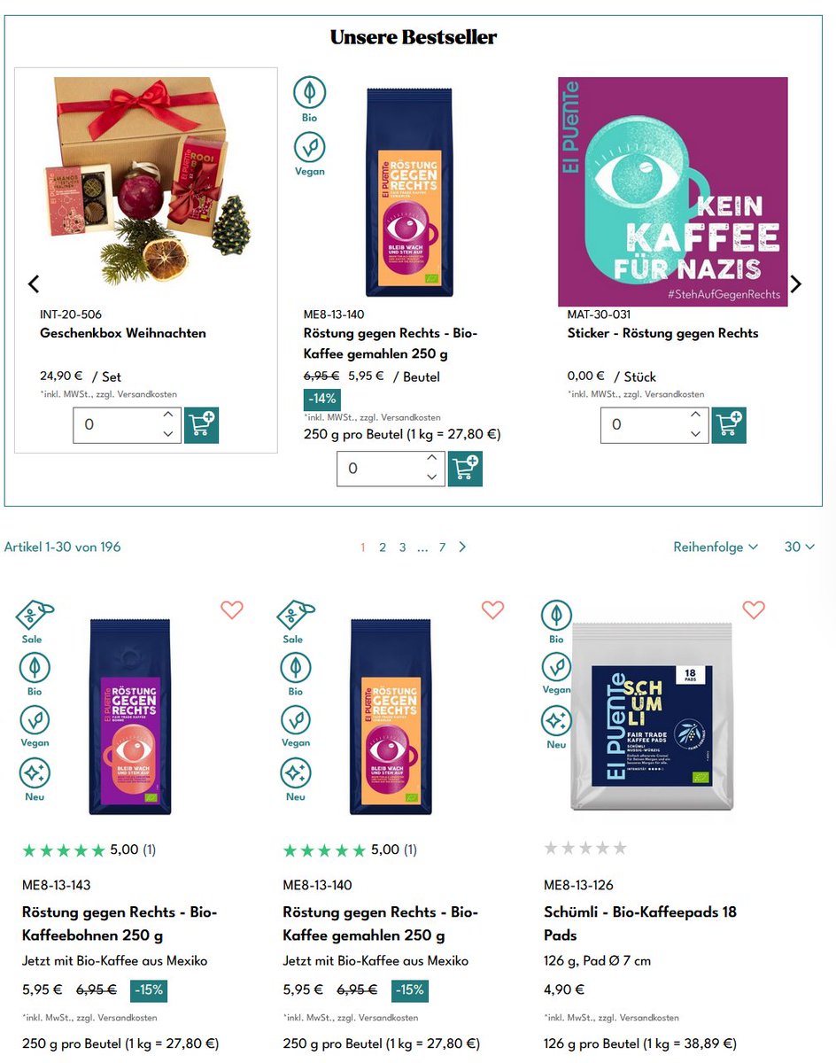 woke Kaffeeröstungen für den NPC mit Geld der Haltung brühen will kann hier bestellen....
el-puente.de