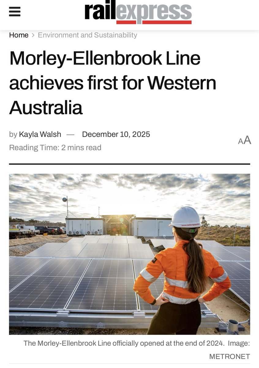 LyndaFrench19's tweet photo. #WALabor #wapol
#METRONET’s Morley-#Ellenbrook Line first #rail #infrastructure project in WA to earn a Platinum rating from the Infrastructure Sustainability Council (ISC), under IS v2.0/2.1 scheme. 
the state’s first #solar-powered construction
Site

https://t.co/ueWacrNMQI https://t.co/6xF6vgsI7e