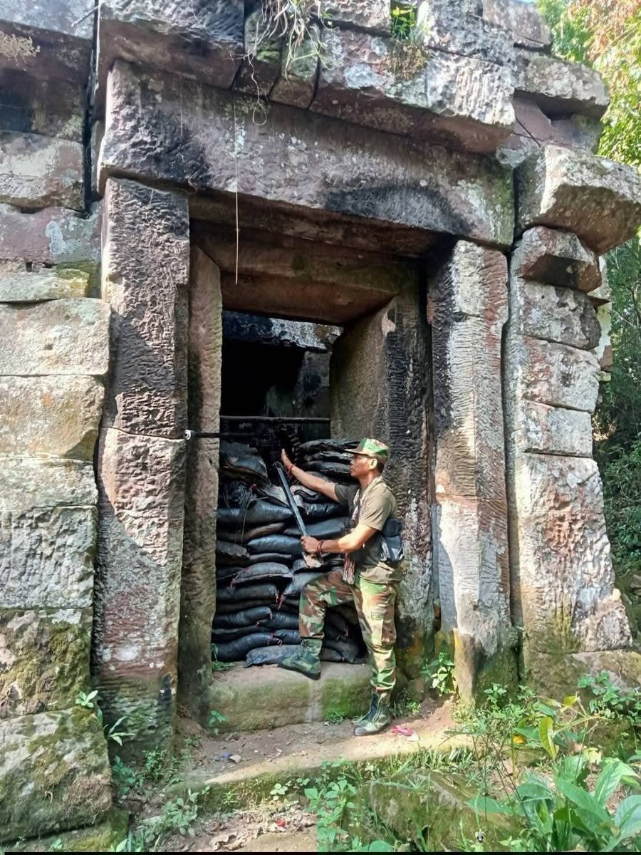 Why do Cambodia's military use a sacred stone temple or "Prasat" as an operating base?

Haven't they said that Cambodia's ancient sites must be protected?

Cambodia = Land of Lies

#CambodiaOpenedFire 
#ชายแดนไทยกัมพูชา