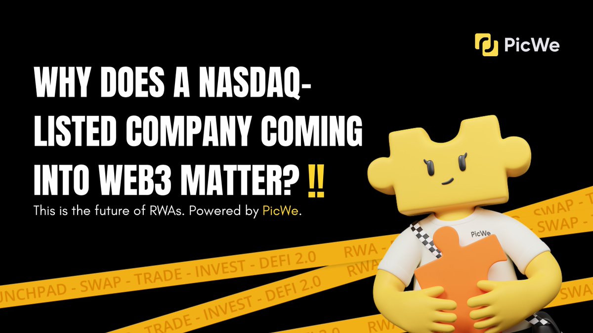 HODL037's tweet photo. Gm CT
Why a NASDAQ-Listed Company Entering Web3 Changes Everything

Web3 gets a lot of attention for innovation, speed, and disruption. But one thing it has always struggled with is trust at scale. That’s why moments like this matter.

A NASDAQ-listed company officially entering Web3 through tokenization isn’t just another headline - it’s a signal. A signal of validation, maturity, and where this industry is headed next.

And this time, that entry is happening through PicWe.

From TradFi to Web3: A Big Shift Is Happening

For years, traditional institutions watched Web3 from a distance. Curious, cautious, and often skeptical. Now, that wall is slowly breaking.

When a publicly traded company steps into Web3, it brings:

✅ Regulatory awareness
✅ Operational maturity
✅ Investor confidence
✅ Global credibility
This isn’t speculation anymore. This is real-world business integrating with decentralized infrastructure.

And that’s exactly the vision behind Real-World Assets (RWAs).

UCAR on PicWe: A Defining Moment for RWAs
Recently, it was announced that UCAR (NASDAQ: $UCAR) - the world’s first battery-swap technology stock listed in 2023 - is launching its tokenized Real-World Asset via the PicWe IRO Launchpad.

Let that sink in.

One of the first NASDAQ-listed companies to ever enter Web3 through tokenization chose PicWe as its gateway.

This shows one powerful thing:

Big institutions are no longer just “experimenting” with Web3 - they are deploying on it.

Why This Matters for the Entire Web3 Space
This move impacts the ecosystem on multiple levels:

1. Trust Goes Mainstream
Retail users trust infrastructure backed by real businesses. Institutions trust platforms that can handle real value. This bridge is critical.

2. Adoption Gets Real
When public companies tokenize assets, Web3 is no longer niche - it becomes usable for real-world finance, energy, infrastructure, and beyond.

3. Institutions Follow Institutions
One major company entering Web3 opens the door for dozens more to follow. This is how momentum is built.

4. Validation of the RWA Narrative
RWAs are no longer a “future trend.” They are happening now - with measurable assets, on-chain.

Why Big Projects Are Choosing PicWe
PicWe is positioning itself as the home for serious RWA launches, and it’s showing through action:

• IRO Launchpad built specifically for Real-World Assets
• Omnichain infrastructure for scalability
• On-chain liquidity through DEX integration
• Institution-friendly frameworks
• Powered by $WEUSD for stability across markets

For institutions, PicWe isn’t just another DeFi app — it’s an RWA-native ecosystem.

That’s exactly why projects like UCAR are choosing to launch here.

The Bigger Picture: Web3 Is Growing Up
We are moving from:
Hype → Utility
Speculation → Infrastructure
Experiments → Enterprise adoption

And platforms that can support this shift will define the next era of Web3.

PicWe is quietly building exactly for this moment.

Final Thoughts
A NASDAQ-listed company entering Web3 through PicWe isn’t just big news for one project - it’s a sign that:
• Web3 is being taken seriously by institutions
RWAs are becoming the backbone of adoption
• PicWe is emerging as a trusted launchpad for real-world value

The future of finance won’t be TradFi or DeFi.

It will be where both meet - and that future is already being built on-chain.
Powered by PicWe.
