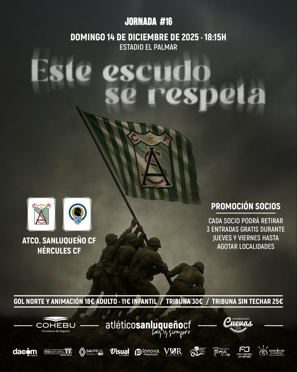 ¡PROMOCIÓN SOCIOS!

Cada socio podrá retirar 3 entradas gratis en nuestra tienda el jueves y viernes. Serán en zona de grada visitante.

Este escudo se respeta y nos vamos a encargar de ello 💪🏻💚