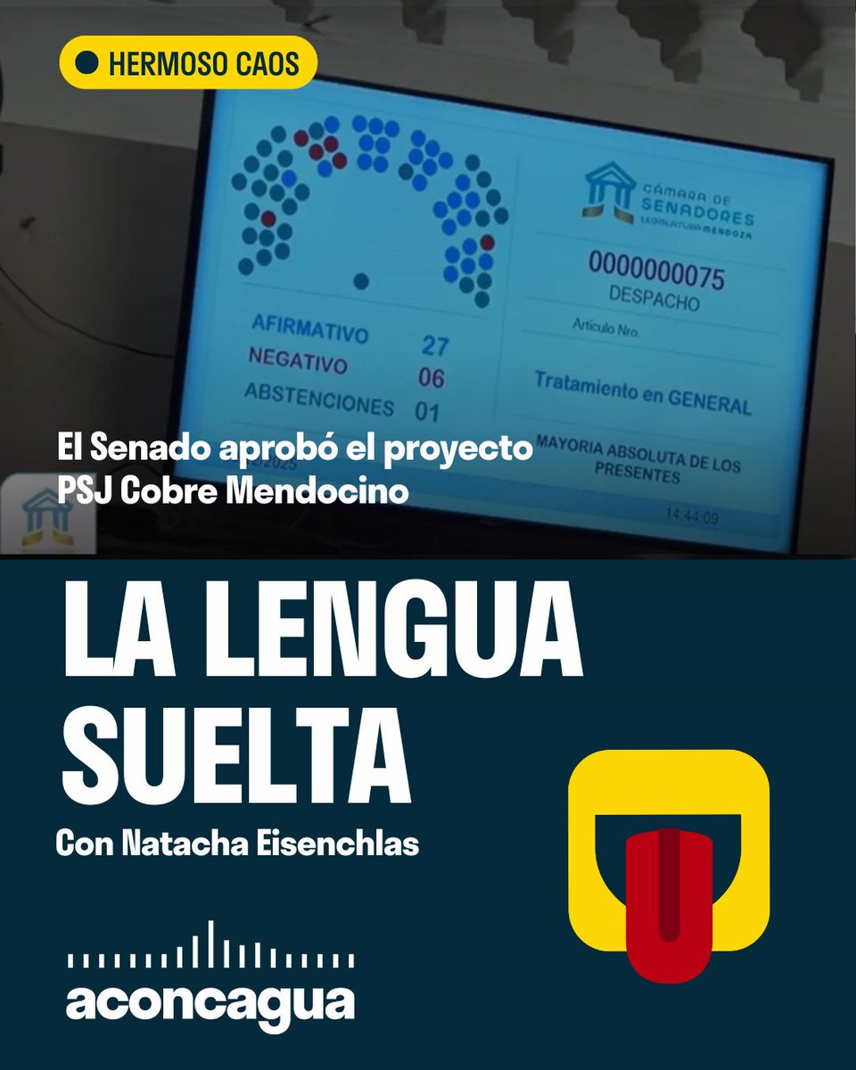 🎙️ La Lengua Suelta | Con las lenguas sueltas de siempre:

<a href="/PerezDel2000/">Pablo Pérez Delgado</a> 
<a href="/marcelopez2202/">Marcelo López Álvarez</a> 
<a href="/Juan_Albornoz72/">Juan Carlos Albornoz</a> 

Con esta sanción definitiva, Mendoza abre una nueva etapa productiva, incorporando al cobre como mineral estratégico dentro de su matriz económica.