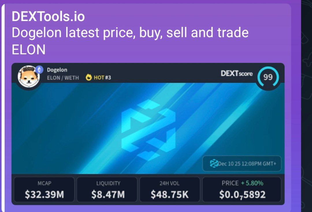 DOGELON MARS TRENDING ON <a href="/DEXToolsApp/">DEXTools</a> ! 🚀 $ELON

<a href="/DogelonMars/">Dogelon Mars</a>