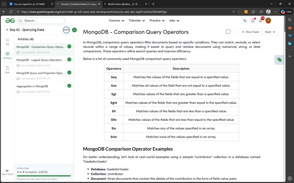 safee__7's tweet image. 📅 Day 81/100 – Full Stack Web Development

Course Link: geeksforgeeks.org/batch/skill-up…

#skillupwithgfg #nationskillup #FullStackDevelopment #geeksforgeeks