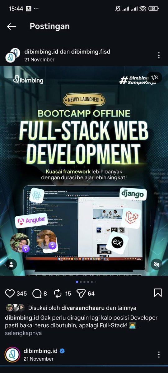 karirspace's tweet image. Makanya gue tertarik ikut Bootcamp Full-Stack Developer ini. Materinya lengkap dari JavaScript sampai React, tapi durasinya malah lebih cepet ketimbang online nya.

Offline cuma empat bulan. Kalau lo pengen masuk ke role ini, bisa konsul karir gratis di rebrand.ly/dbb_KarirSpace