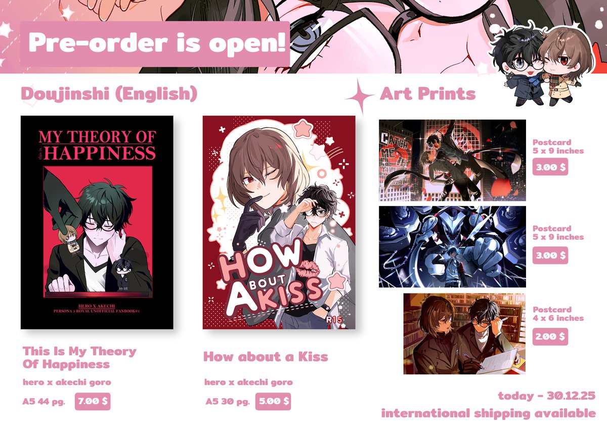 _fsmaichobpeg0's tweet image. 📢[ OPEN PRE-ORDER ] SHUAKE DOUJINSHI and ART PRINTS ☕️🥞
🗓️10/12/2025 - 30/12/2025  
🚚Ship date :  January-Febuary 2026 
✈️ International shipping available via Homu 

👉Order here: homu.in.th/product-tag/fr…