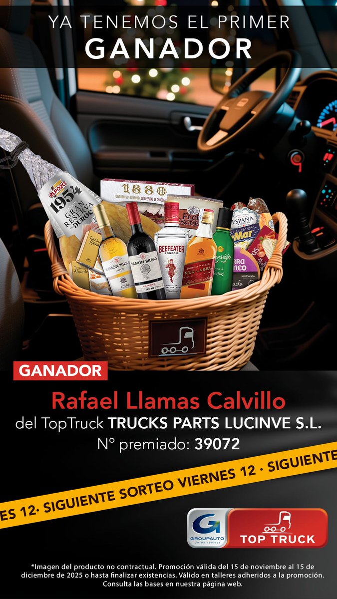 TopTruck ya tiene su primer ganador de la campaña navideña de cestas 🎁

El afortunado ha sido Rafael Llamas Calvillo, cliente del taller TopTruck <a href="/TLucinve/">TRUCKS PARTS LUCINVE</a> , cuyo número de participación 39072 🧺

📅Promoción del 15 de noviembre al 15 de diciembre

ℹ️ tinyurl.com/5n7zbuet
