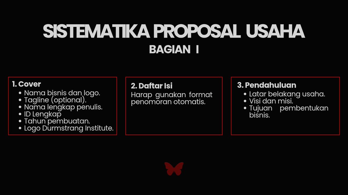 ㅤ

"Struktur keduanya mirip, pendahuluan, isi, dan penutup tapi spesifik isinya berbeda ya nak. Berikut ini bagian pertama dari Proposal Usaha.

Pada pendahuluan, kalian wajib menuliskan latar belakang dari usaha yang ingin kalian angkat, visi misi usaha, juga tujuannya."

ㅤ